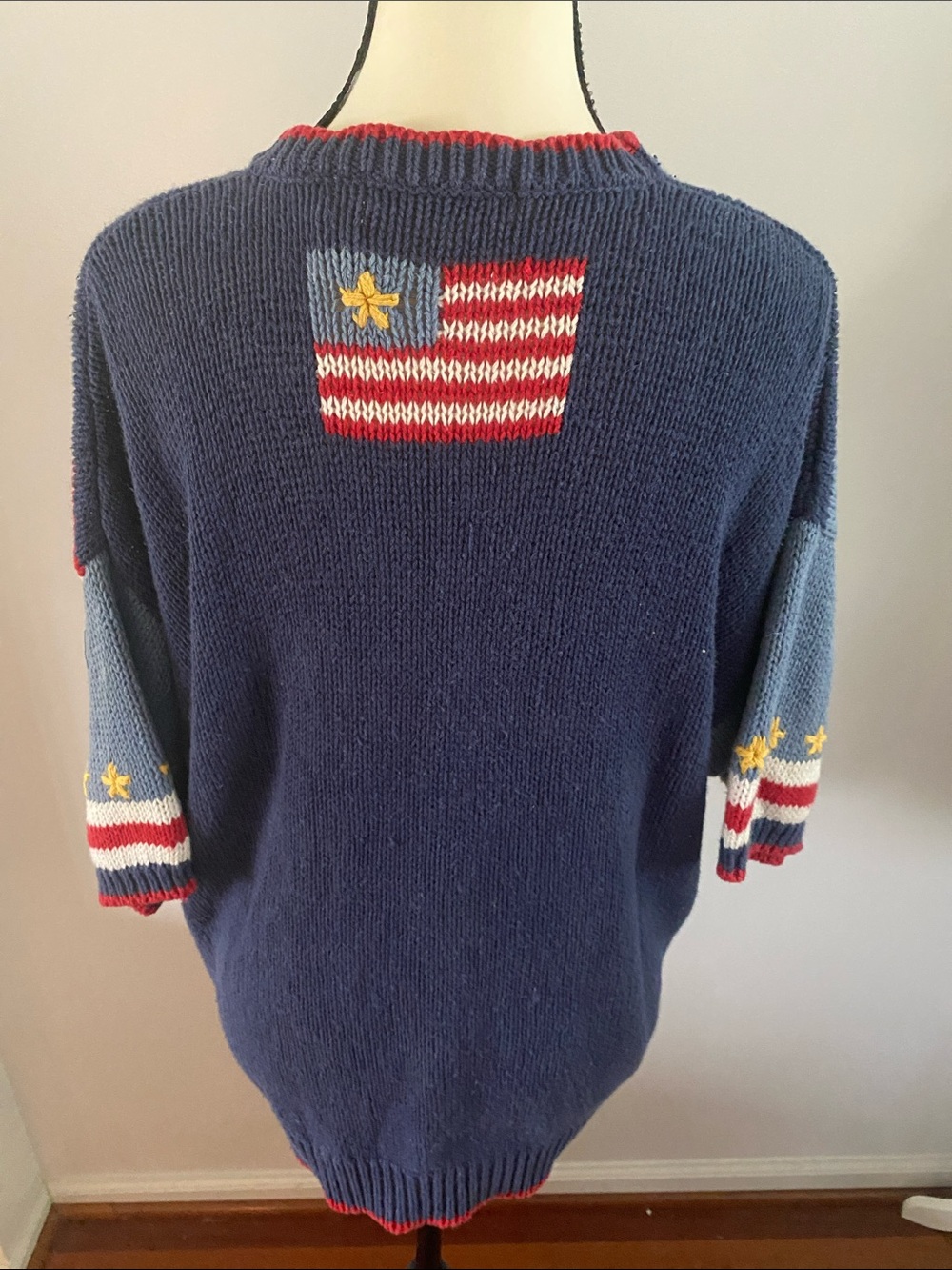 Northern Isles XL knitted by hand 4th of July sweater - Picture 9 of 11